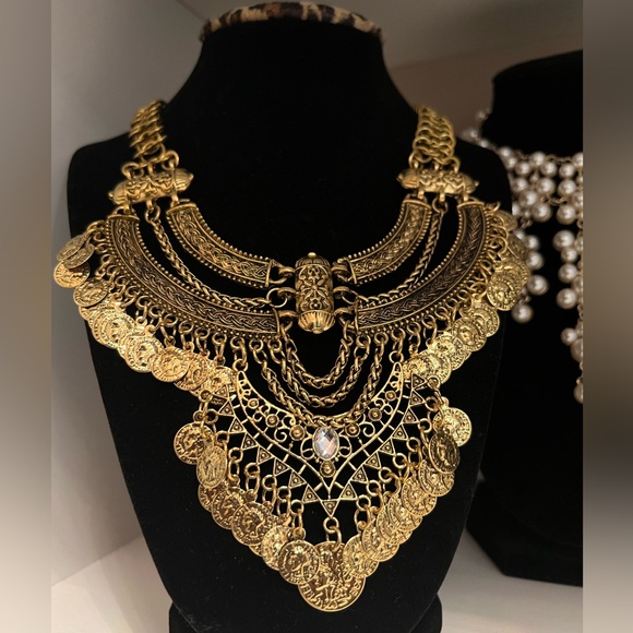 custom Jewelry - This Vintage Boho Gold Coin Jewelry Set Necklace + Earring Set is all the rage!